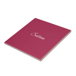 Azulejo De Cerâmica Monograma minimalista rosa cereja