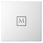 Azulejo De Cerâmica Monograma Monocromático de Retângulo Minimalista<br><div class="desc">Monograma Elegante. Legal fundo negro. Inserir nome,  endereço,  telefone,  Web site e correio eletrônico</div>
