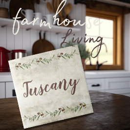 Azulejo De Cerâmica Monograma Olive Garland Rustic Brown Toscana