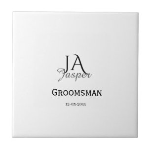 Azulejo De Cerâmica Monograma personalizado padrinho melhor homem nome