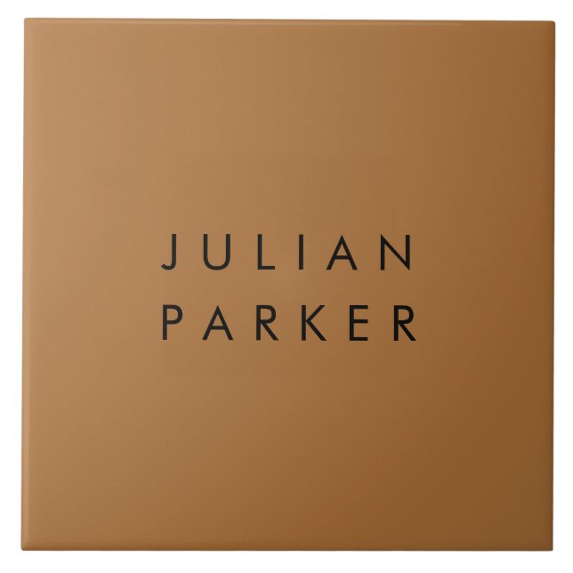 Azulejo De Cerâmica Monograma preto-mínimo-marrom (Frente)