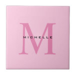 Azulejo De Cerâmica Monograma Rosa Seu Nome Especiais Presente Adorado<br><div class="desc">Um belo presente especial para seus entes queridos com um design simples,  único e perfeito. Ou um presente útil e duradouro para se fazer feliz.</div>