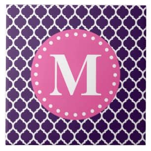 Azulejo De Cerâmica Monograma roxo de lattice roquino