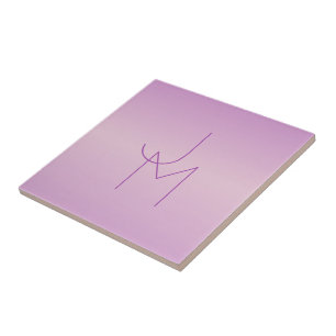 Azulejo De Cerâmica Monograma Sobreposto Único Rosa Lavanda Suave