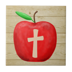 Azulejo De Cerâmica Monograma vermelho de Apple