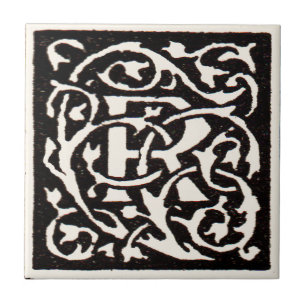 Azulejo De Cerâmica Monograma Vintage R Art Nouveau