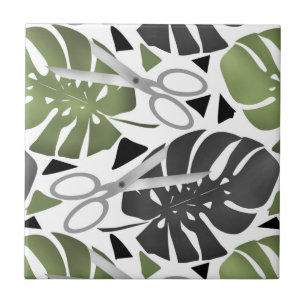 Azulejo De Cerâmica Monstera impressão tropical deixa tesoura exo sel