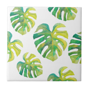 Azulejo De Cerâmica Monstera Leaf Pattern Tropical Verão