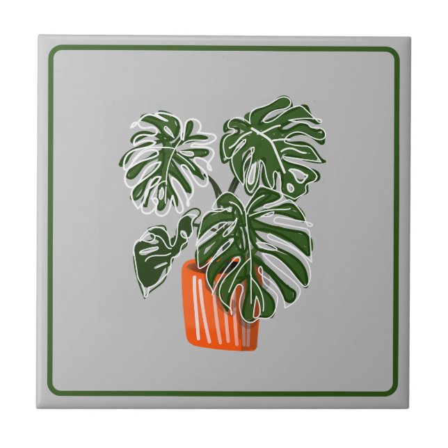 Azulejo De Cerâmica Monstera Leaf Plant Cerâmica Title Azulejo Cerâmic (Frente)