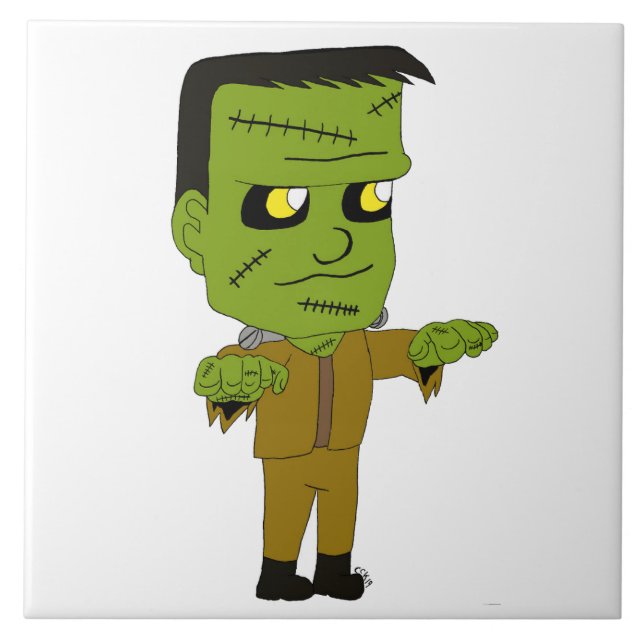 Azulejo De Cerâmica monstro de chibi (Frente)