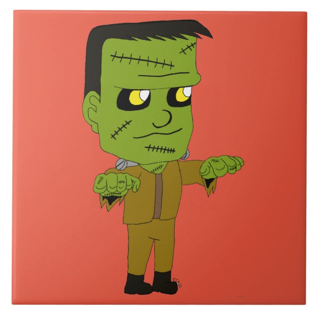 Azulejo De Cerâmica monstro de chibi (Frente)