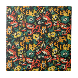 Azulejo De Cerâmica Monstro de Grafite Eek Preto Halloween