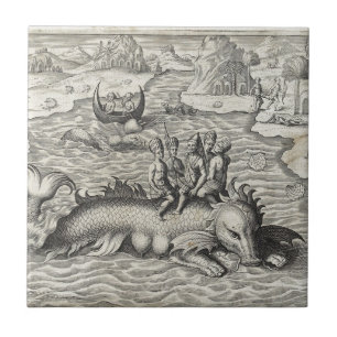 Azulejo De Cerâmica Monstro do mapa/serpente de mar