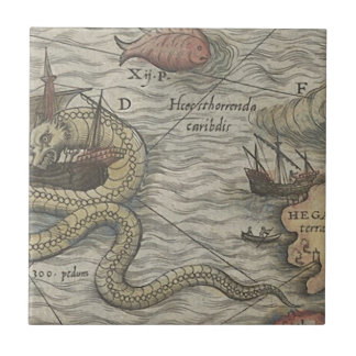 Azulejo De Cerâmica Monstro do mapa/serpente de mar