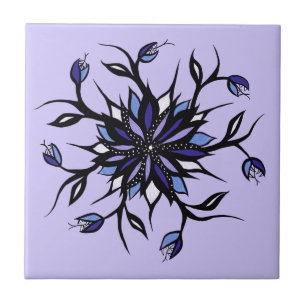 Azulejo De Cerâmica Monstros E Dentes De Mandala Floral Gótica