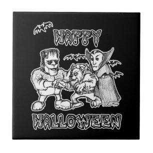 Azulejo De Cerâmica Monstros Engraçados - Feliz Halloween