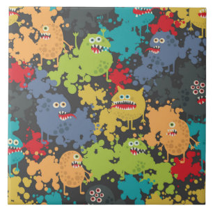 Azulejo De Cerâmica Monstros engraçados fofos