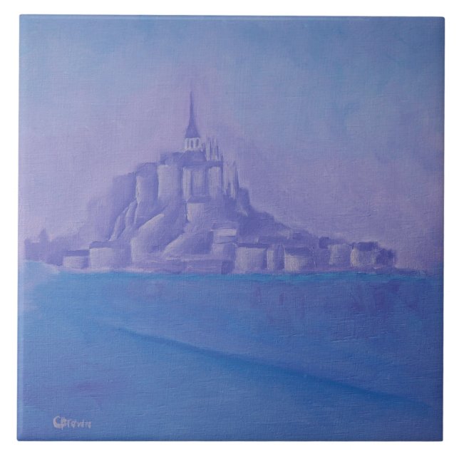 Azulejo De Cerâmica Mont Santo Michel Oil Painting - França- (Frente)
