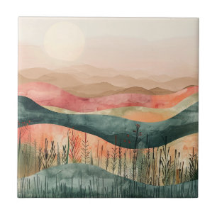 Azulejo De Cerâmica Montanha Minimalista Boho - Inspirada na Natureza