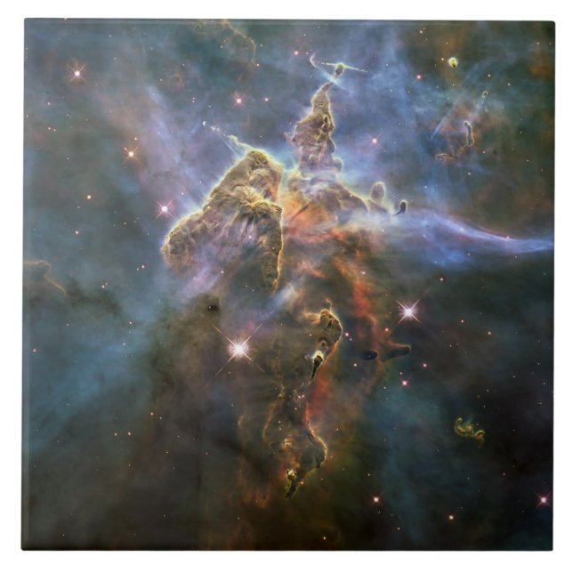Azulejo De Cerâmica Montanha Mística no Espaço Hubble na Nebulosa Cari (Frente)
