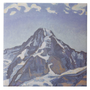 Azulejo De Cerâmica Montanha Monge Com Nuvens (Ferdinand Hodler)