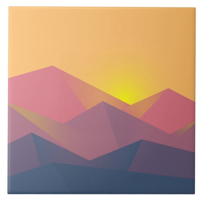 Azulejo De Cerâmica Montanhas Russas Minimalista Geométrico (Frente)