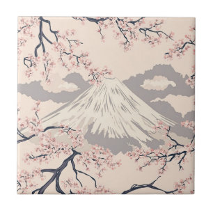 Azulejo De Cerâmica Monte Fuji com Flores de Cerejeira – Japonês (2)