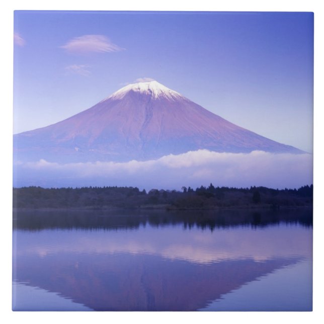 Azulejo De Cerâmica Monte Fuji com Nuvem Lenticular, Lago Motosu, (Frente)