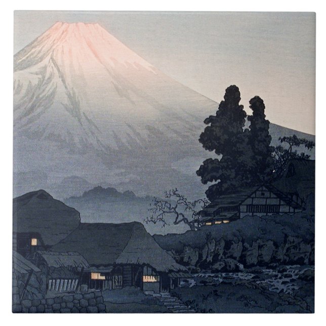 Azulejo De Cerâmica Monte Fuji de Mizukubo, famosa pintura. (Frente)