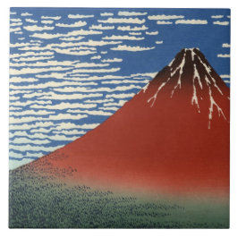 Azulejo De Cerâmica Monte Fuji em tempo limpo (Red Fuji) (Hokusai)