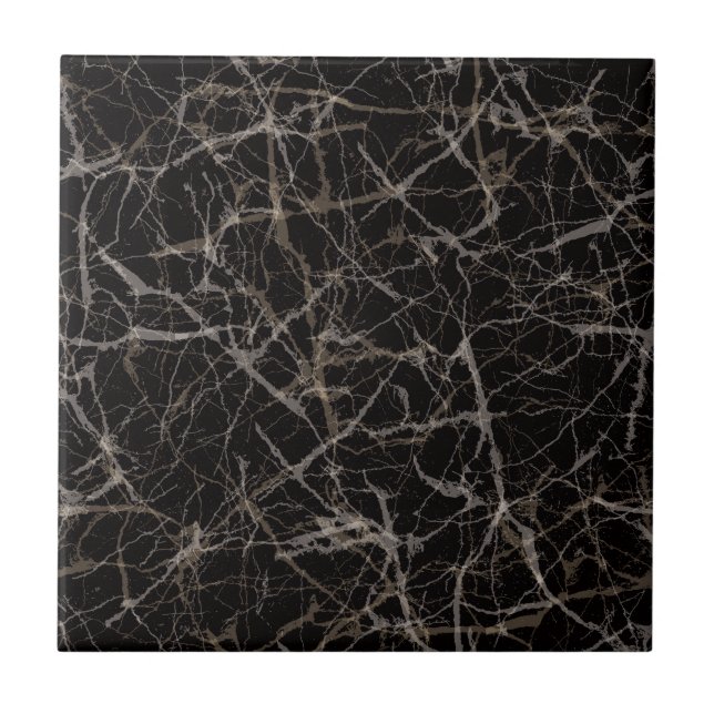 Azulejo De Cerâmica Moody Dark Elegant Black Marble Stone Texture  (Frente)