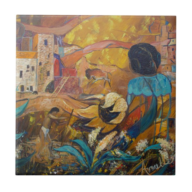 Azulejo De Cerâmica Moradores do penhasco (Frente)