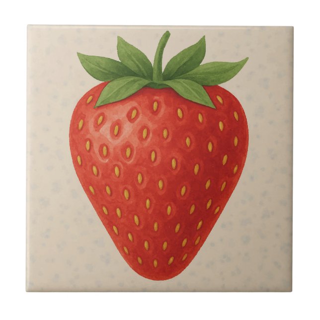 Azulejo De Cerâmica Morango doce - Fruta de aquarela (Frente)