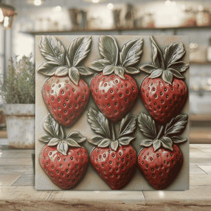 Azulejo De Cerâmica Morango Italiano Glacê em 3D Falso