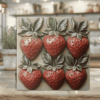 Azulejo De Cerâmica Morango Italiano Glacê em 3D Falso