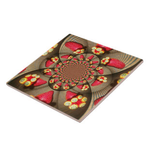 Azulejo De Cerâmica Morango, vermelho e amarelo