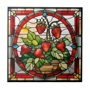 Azulejo De Cerâmica Morango Vidro Apanhado