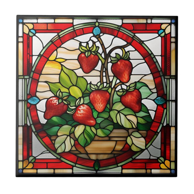 Azulejo De Cerâmica Morango Vidro Apanhado (Frente)