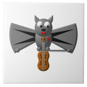 Azulejo De Cerâmica Morcego Vampiro Tocando Violino
