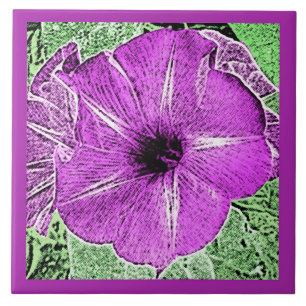 Azulejo De Cerâmica Morning Glory Block Impressão, Soft Violet & Lava