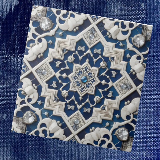 Azulejo De Cerâmica Moroccan Mediterranean Faux Diamond Tile Pattern (Criador carregado)