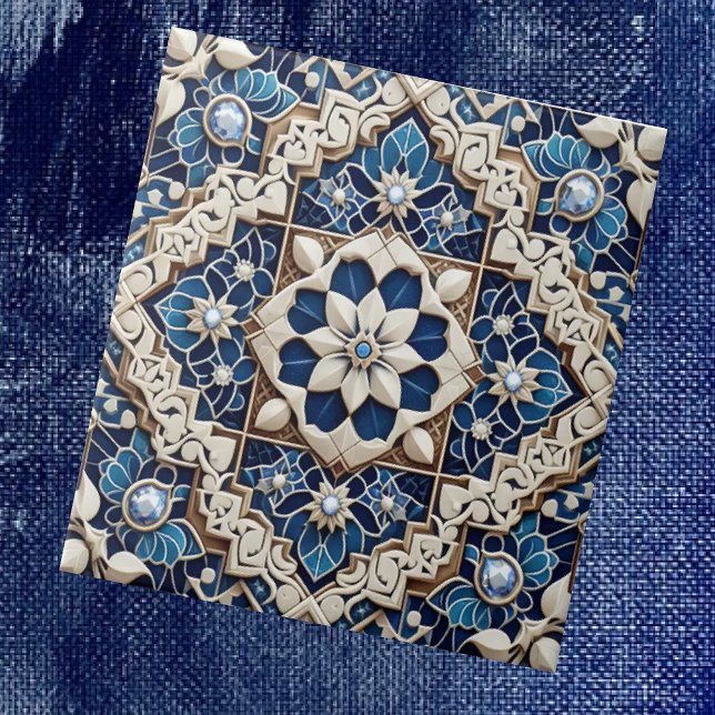 Azulejo De Cerâmica Moroccan Mediterranean Faux Diamond Tile Pattern (Criador carregado)