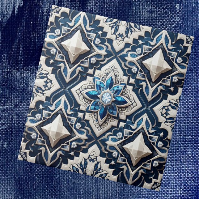 Azulejo De Cerâmica Moroccan Mediterranean Faux Diamond Tile Pattern (Criador carregado)