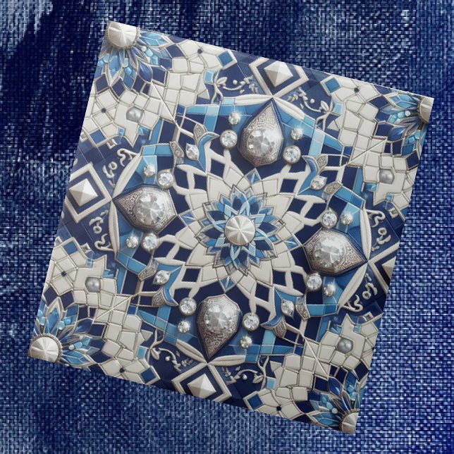 Azulejo De Cerâmica Moroccan Mediterranean Faux Diamond Tile Pattern (Criador carregado)