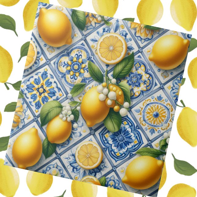 Azulejo De Cerâmica Moroccan Mediterranean Lemons  (Criador carregado)