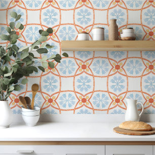 Azulejo De Cerâmica Moroccan style tile flowers orange and blue