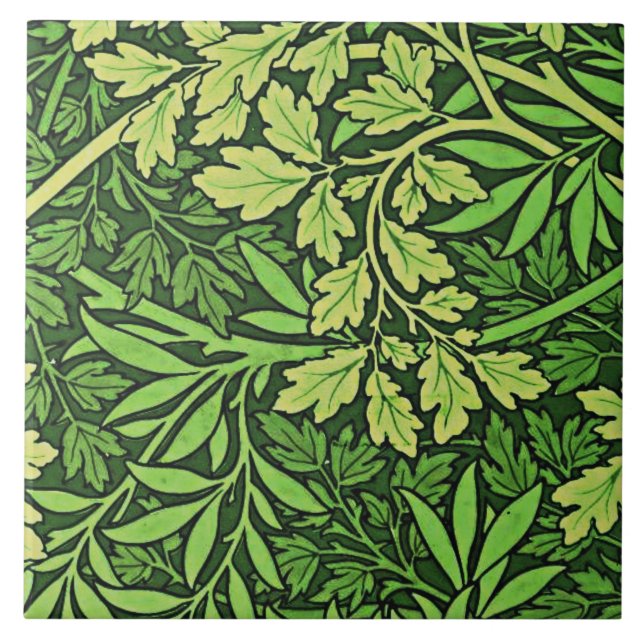Azulejo De Cerâmica Morris - Folhagem, padrão artístico antigo em verd (Frente)