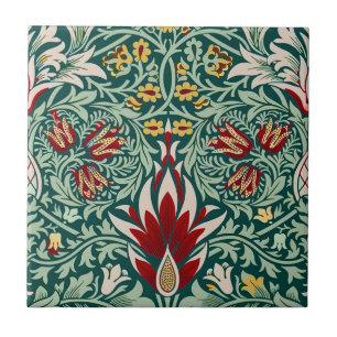 Azulejo De Cerâmica Morris Snakeshead Clássico Floral Verde Botânico