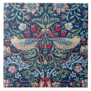 Azulejo De Cerâmica Morris Strawberry Thief Clássico Azul Índigo Fino
