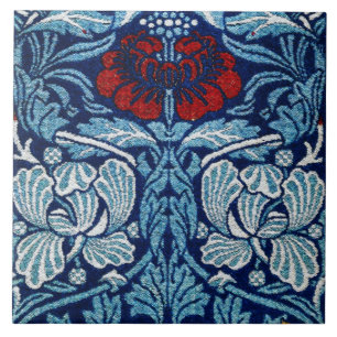 Azulejo De Cerâmica Morris Vintage 1890 Tulip & Rosa - Padrão Azul